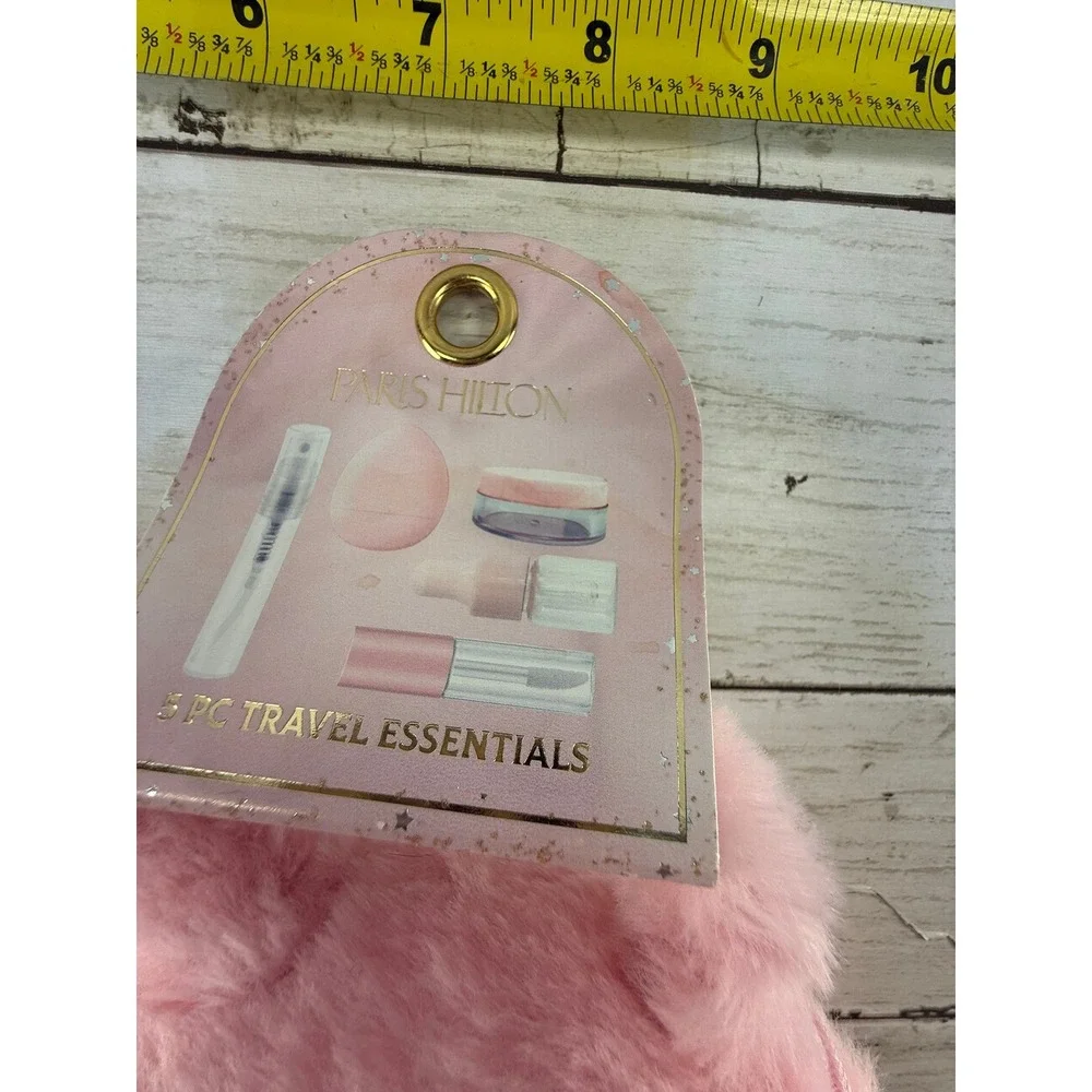 Paris Hilton 5 Pc Travel Essentials Set Pink Faux Fur Mini Bag Beauty Kit Y2K